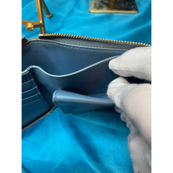 Celine Wallet Unisex Two Tone Blue Leather Zip Around Excellent Condition - Picture 12 of 15